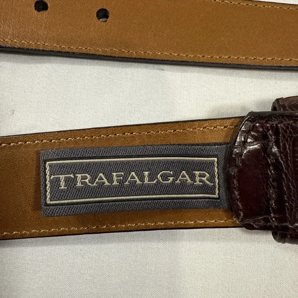 BELTS MENS 44 Trafalgar Brown‎ Cortina Leather Alligator Style Made in USA